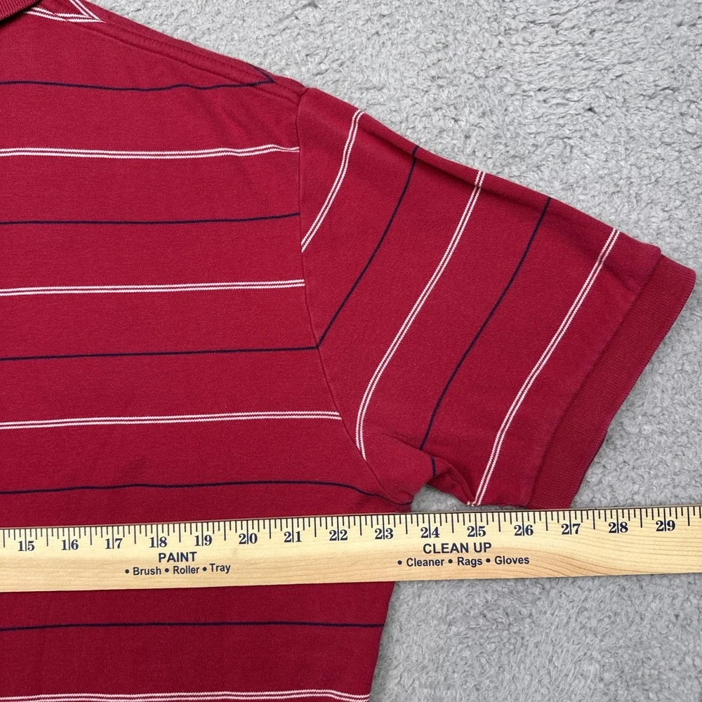 Polo Ralph Lauren Shirt Mens Large Red Stripe Short Sleeve Polo Cotton Casual‎